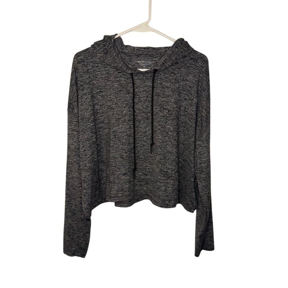 Athleta Women's Cropped Hoodie Gray Size M Long Sleeve Relaxed Fit